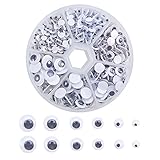 PandaHall Elite 1 Box 600 Pieces Paste On Round Wiggle Googly Eyes 4mm 5mm 6mm 7mm 8mm 9mm Crafts Toy Accessories