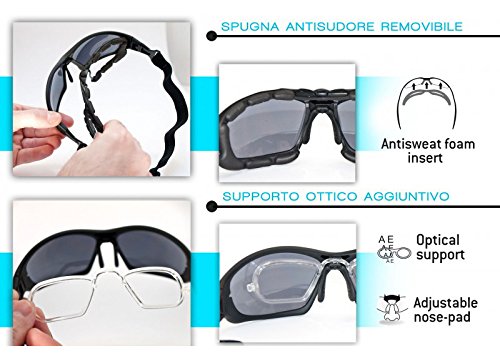 AF366A Aste ed Elastico intercambiabili Occhiali Sportivi Antivento  Avvolgenti per Moto e Sport Estremi by Bertoni iWear Italy Lente Antifog  Clip Ottica amovibile per lenti da vista Auto e Moto Occhiali berjaya.edu.my