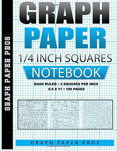 graph paper 1 4 inch squares quad ruled 4 squares per inch blank graphing paper notebook large 8 5 x 11 soft cover bound composition book pros graph paper 9781977977762 amazon com books