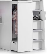 happybeds Pegasus High Sleeper Storage Bed, Wood Desk & Wardrobe, White, 3FT view 5