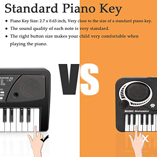 SAOCOOL Piano for Kids, 49 Keys Multi-Function Charging Electronic Kids Piano Keyboard Educational Toy Suitable for Children Over 3 Years Old (Pink) (Dark Black)