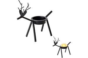TEAROM Reindeer Tealight Candle Holders Christmas Candle Holder Metal Reindeer Decor Black Reindeer Christmas Decoration Standing Iron Metal Christmas Decorations 4.92 * 5.51IN