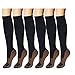 6 Pack Copper Knee High Compression Support Socks For Women and Men - Best Medical, Nursing, Maternity Pregnancy and Travel Socks - 15-20mmHg (L/XL, Black)