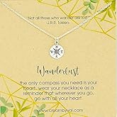 Cream By Val Wanderlust Compass Necklace for Graduation – Sterling Silver Meaningful Travel Gift for Her, Dainty Adventure Jewelry 18'' Length