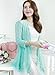 Shawhuaa Womens Lace Splice Crochet knit Elegant Cardigan Shirt Light Green