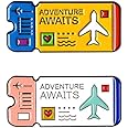 2pcs Enamel Air Ticket Brooches for Women Girls Fashion Cute Plane Airline Lapel Pins Badge Dress Suit Scarft Accessories Holiday Party Jewelry Unisex Souvenir Gifts for Flight Crew Aviator Lover