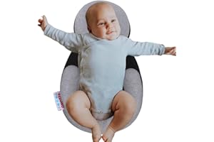 SECOND MUM Soft & Cozy Bed Set Baby Pillows Hеad & Body Support Almohadas para Bebes with Ultra Breathable Fabric Newborn Must Have Essentials (Grey)