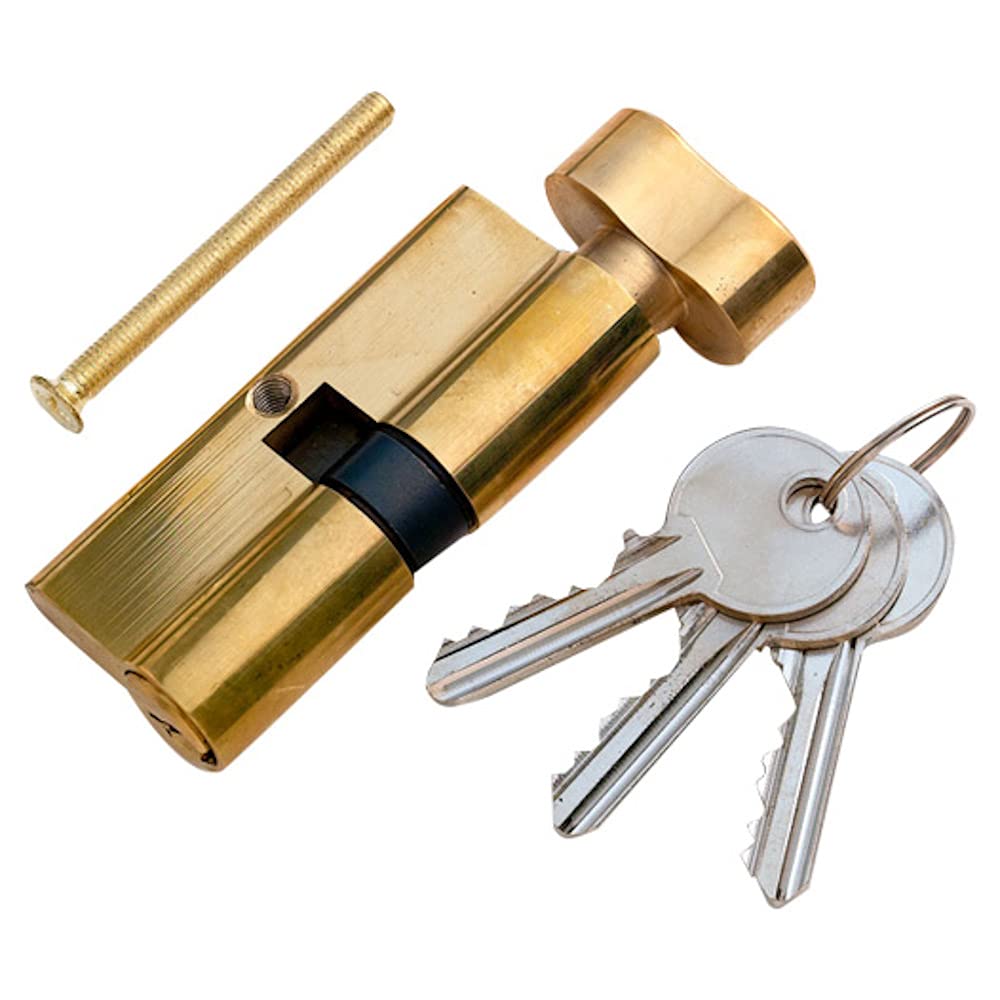 Merriway BH05708 5-Pin Euro Thumb-Turn Cylinder Lock, 40-45 mm (85 mm Overall Length), Polished Brass Finish