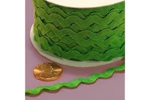 Paper Mart Apple Green Ric Rac Trim, 5mm x 22Yd, Satin, Polyester, Wedding, Occasion: General Decor, Color: Apple Green, Pattern: Chevron