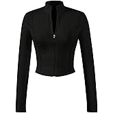 SOLY HUX Women's Zipper Front Crop Workout Tops Long Sleeve Fitted Yoga Athletic Jackets
