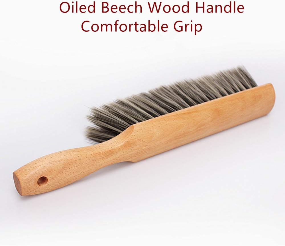OAKART Hand Brush Soft Bristles Oiled Beech Wood Handle Small Natural Duster 14 Inch Long (Gray), Grey, 14*4 inch - Image 5