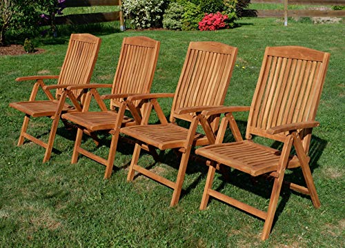 ASS Teak Set Gartengarnitur Alpen Tisch 150x80 cm und 4 Tobago Sessel Serie JAV – Bild 4