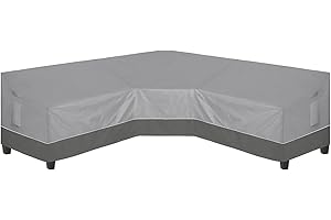 Easy-Going Outdoor V-Shaped Sectional Sofa Cover 118"X118" UV Resistant Patio Sectional Couch Cover Waterproof Lawn Patio Furniture Cover, Gray/Dark Gray