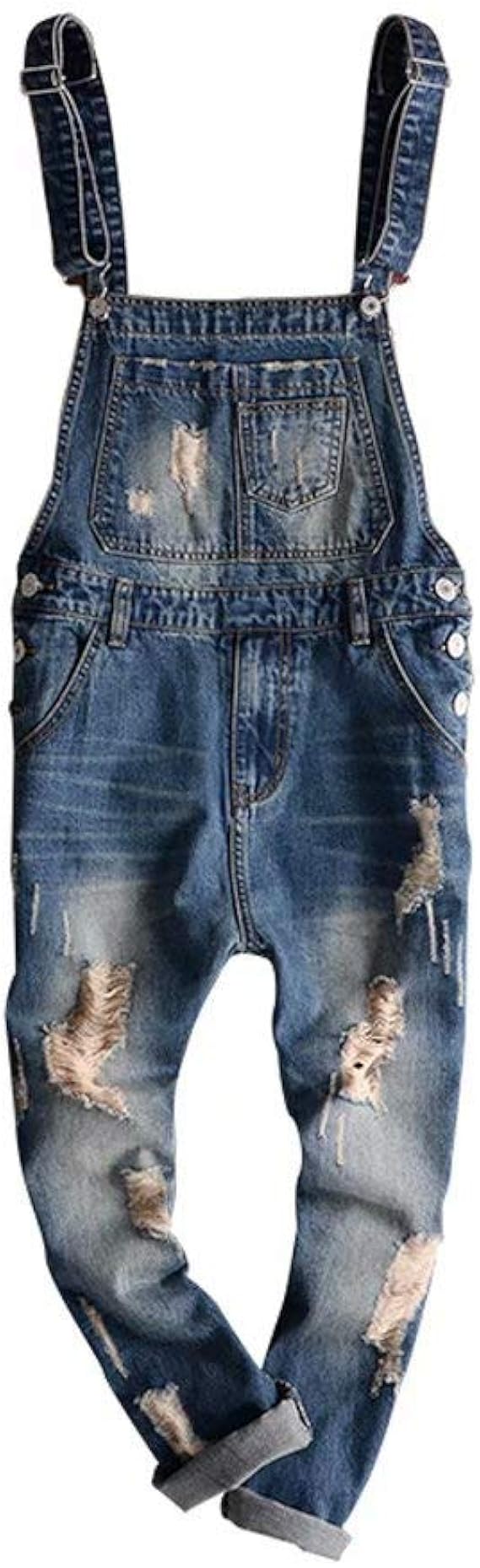 Amazon Co Jp Tenflow デニムつなぎ メンズ サロペット オールインワン オーバーオール ジーンズ ジーパン 作業着 S 5xl ロング丈 ダメージ 服 ファッション小物
