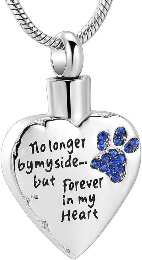 memorial jewelry No Longer by My Side,But Forever in My Heart Carved Locket Cremation Urn Necklace for Pet Dog Cats