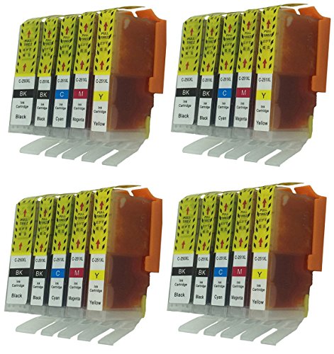 Generic 40Pack for PGI-250XL BK CLI-251XL BK Compatible with Printers for Canon PIXMA MG5420/MG5520 Series (8 large Black 8 Black 8 Cyan 8 Magenta 8 Yellow)