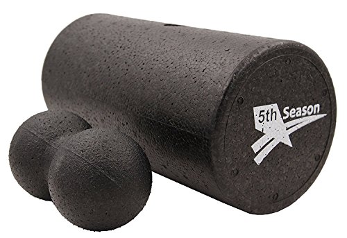 12"x 6" EPP High Density Firm Foam Roller + Peanut Massage Ball for Muscle Therapy and Balance Exercises,1.9 lbs per cubic foot, Black