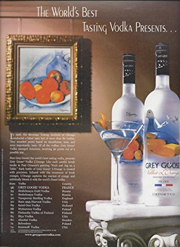 PRINT AD For 2000 Grey Goose Vodka L'Orange Paul Cezanne's Fruit And Jug On A...