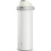 24 oz Insulated Water Bottle with Straw: Meoky Stainless Steel Metal Water Bottle with 2-in-1 Lid - Leak Proof, Cold for 24 Hours, Protective Silicone Base, BPA-Free for Sports Travel Car, Ivory