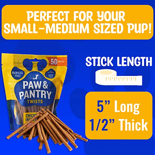 Paw & Pantry 5" Soft & Chewy USAChicken Twists Pack of 50 Rawhide