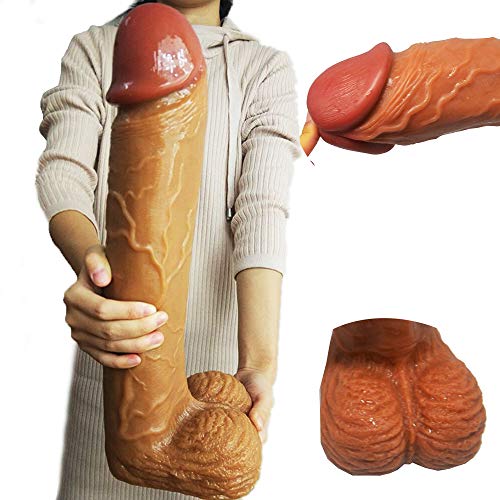 16.14 Inch New Arrival FAAK Super Huge 3 Inch Thick ReaIistic Dildo Female Masturbation Tool Massive Anal Sex Toy for Male Long Giant (Brown)
