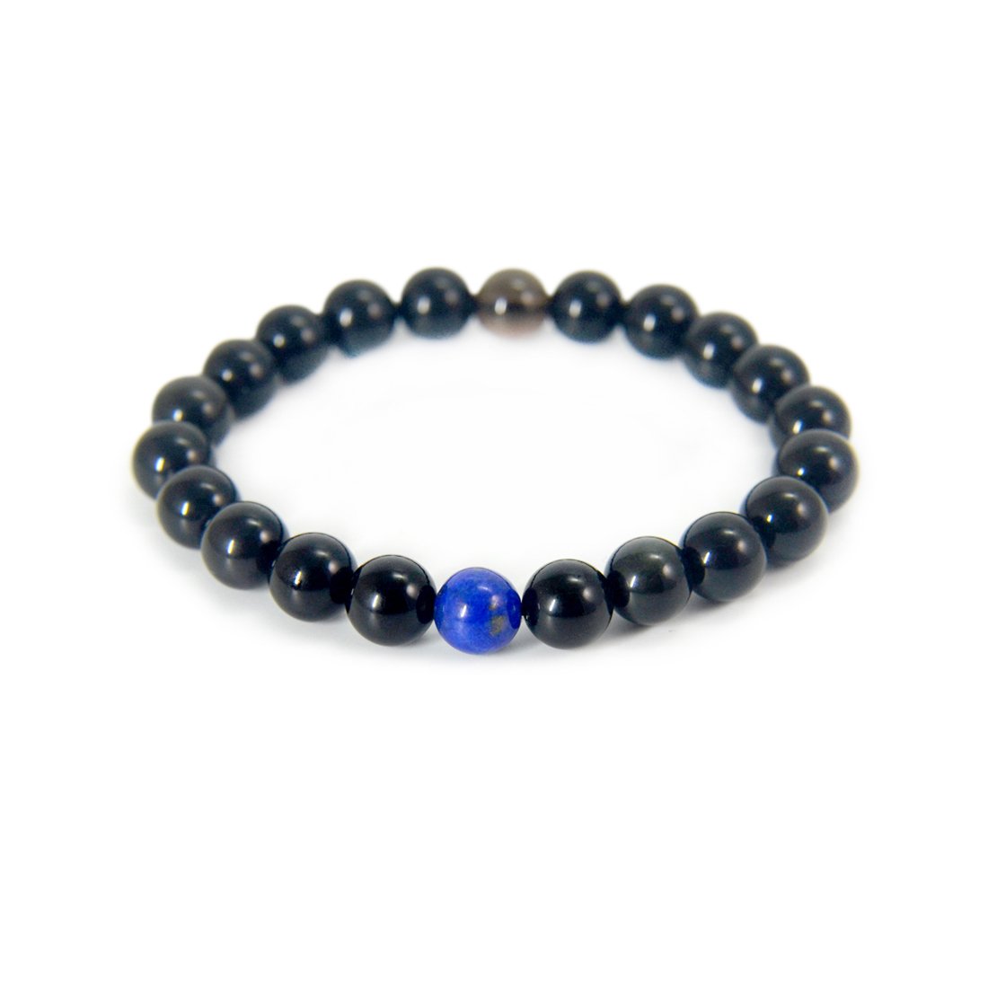 COLORFEY Women\'s Fashion Bracelets with 8mm Black Genuine Gemstone Yoga Balancing Healing Chakra Energy Beads Lucky Charm Bracelet(Lapis Lazuli)