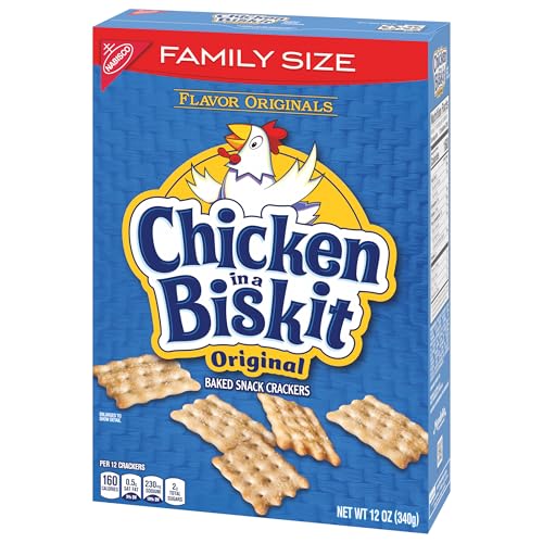 CHICKEN IN A BISKIT ORIGINAL BAKED SNACK CRACKERS, LUNCH SNACKS, FAMILY SIZE, 12 OZ