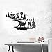 Deer & Woodland Cabin Metal Wall Art, Iron Deer Rustic Wall Decor, Laser Cut Forest Cabin Home Office Decor Deer Hanging Kit, Hanging Decor for Living Room, Bedroom, Bathroom