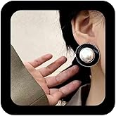 IRCOMULTI Vintage Pearl Black Enamel Earrings Large Round Pearl Stud Earrings Pearls Statement Earring Exaggerated Button Earring Jewelry for Women