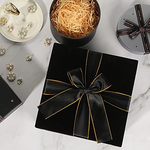 JOHOUSE Gift Box, 8 * 8.5 * 4.5inch Square Gift Box Luxurious Gift Box Velvet Square Gift Box Black with Lid for Christmas Box and Halloween Weddings Gift Box