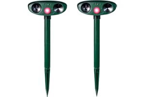 SSNMEI Ultrasonic Animal Repeller, 2 Pack Solar Powered Animal Repellent, Waterproof Animal Deterrent Devices Outdoor Repels Cat, Dog, Fox, Derrent, Rat, etc, green