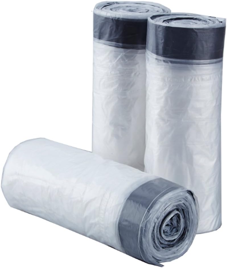 Feiupe 4 Gallon Clear Drawstring Trash Bag Garbage Bag Trash Can Liner,90 Bags (4 Gallon)