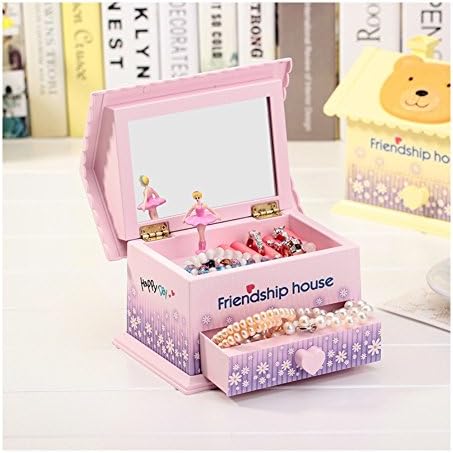 Music Jewelry Box with Pullout Drawer, Jewel Storage Case (pink)