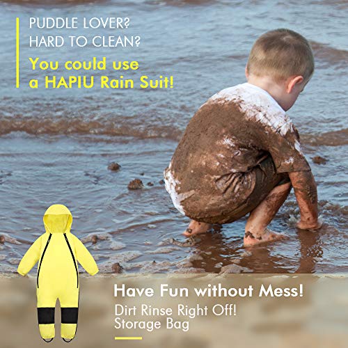 HAPIU Kids Toddler Rain Suit Muddy Buddy Waterproof Coverall,Yellow,3T,Original - Thumbnail 4