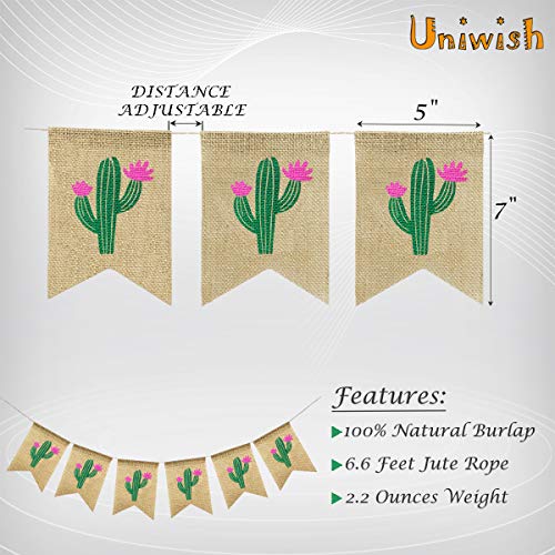 Uniwish Cactus Burlap Banner Garland Summer Hawaiian Green Theme Baby Shower Birthday Party Decorati - //coolthings.us