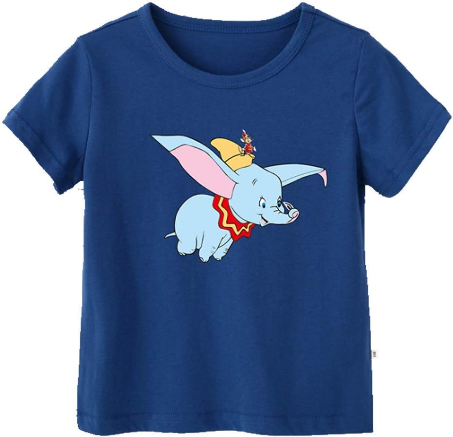 Toddler/Teen Boys Girls Dumbo Short Sleeve T-Shirt Pattern Printing Cartoon Tee(Denim Blue,2T)