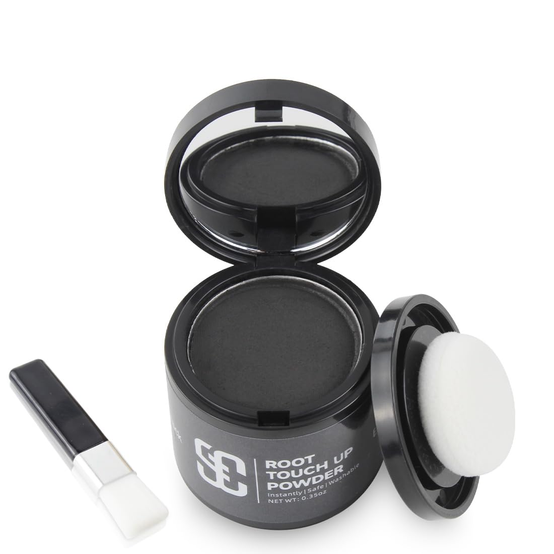 SOVONCARE Hairline Powder Instantly Hairline Shadow Gray Hair Coverage Touch Up Hair Root Cover Up Powder (1-Black, 0.35 Ounce (Pack of 1))