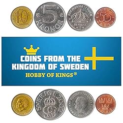Set of 4 Coins from Sweden: 50 ORE, 1, 5, 10