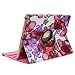 iPad Air 2 Case - E LV iPad Air 2 Case Cover SHOCK ABSORPTION (ROTATING STAND) PU LEATHER Case Cover for iPad Air 2 - [FLOWER PURPLE]