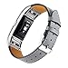 bayite Leather Bands Compatible with Fitbit Charge 2, Replacement Accessories Straps Women Men, Smoke Gray