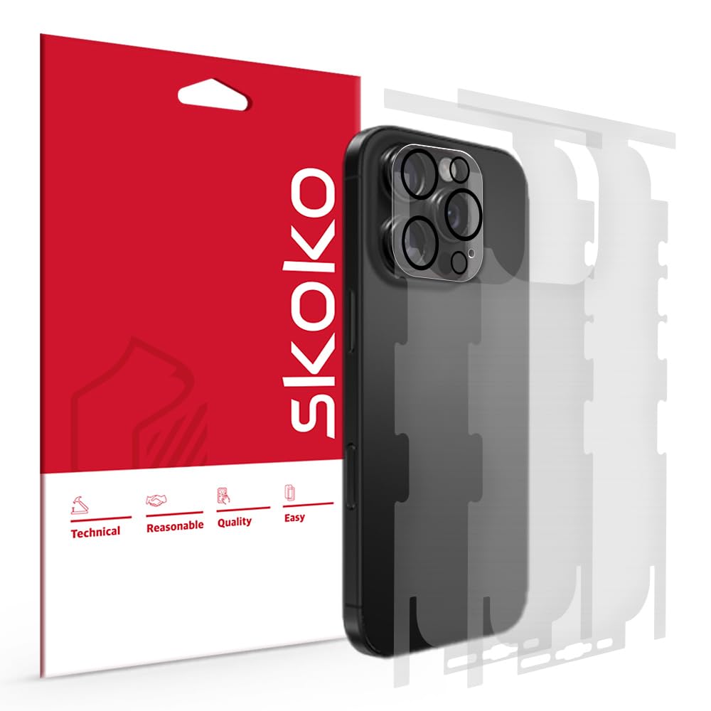 Photo 1 of skoko [2 Pack Matte Back & Side Edge Full Body Cover Protective Film with Lenz Glass Cover for iPhone 16 Pro max, Bubble-Free, Easy Attachment, TPU-Like Screen Protector