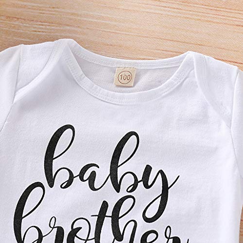 NUWFOR Newborn Infant Baby Boy Clothes Letter Romper Tops+ Pants Hat 3PCS Outfits Set(White,0-6 Months)