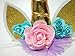 Unicorn Horn With Flower Dressing Headband Birthday Decoration, For Fancy Dress Girl Party Decoration (Gold)