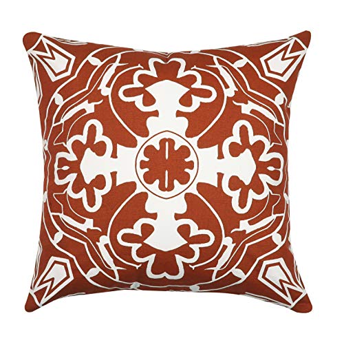 Light & Pro Square Printed Cotton Cushion Cover,Throw Pillow Case, Outdoor Cushion Covers,Slipover Pillowslip for Home, Sofa, Couch,Bed, Chair Back Seat, Set of 4-18x18 inch - Rust - Only Cover - Thumbnail 2