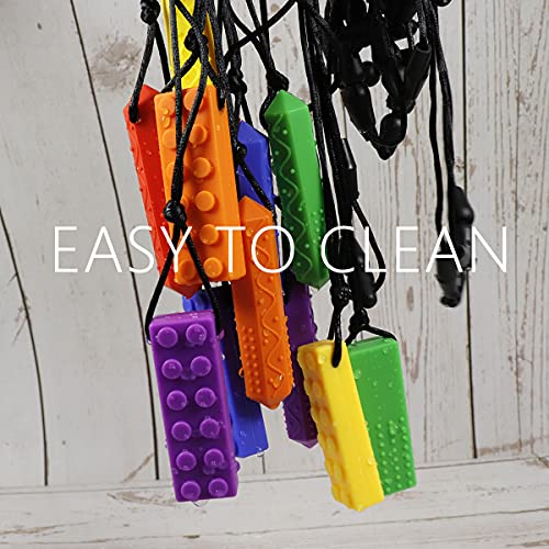 Sensory Chew Necklaces(6 Pack) for Kids with Teething, ADHD, Autism, Biting Needs, Oral Motor Chewy Teether, Silicone chewlery Jewellery Necklace for Boys&Girls (color2)