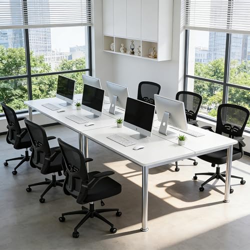 Durrafy Ergonomic Office Chair, Mesh Desk Chair with Adjustable Lumbar Support & Flip-Up Arms, Height Adjustable Swivel for Home Office, Mid Back with Castors, Black
