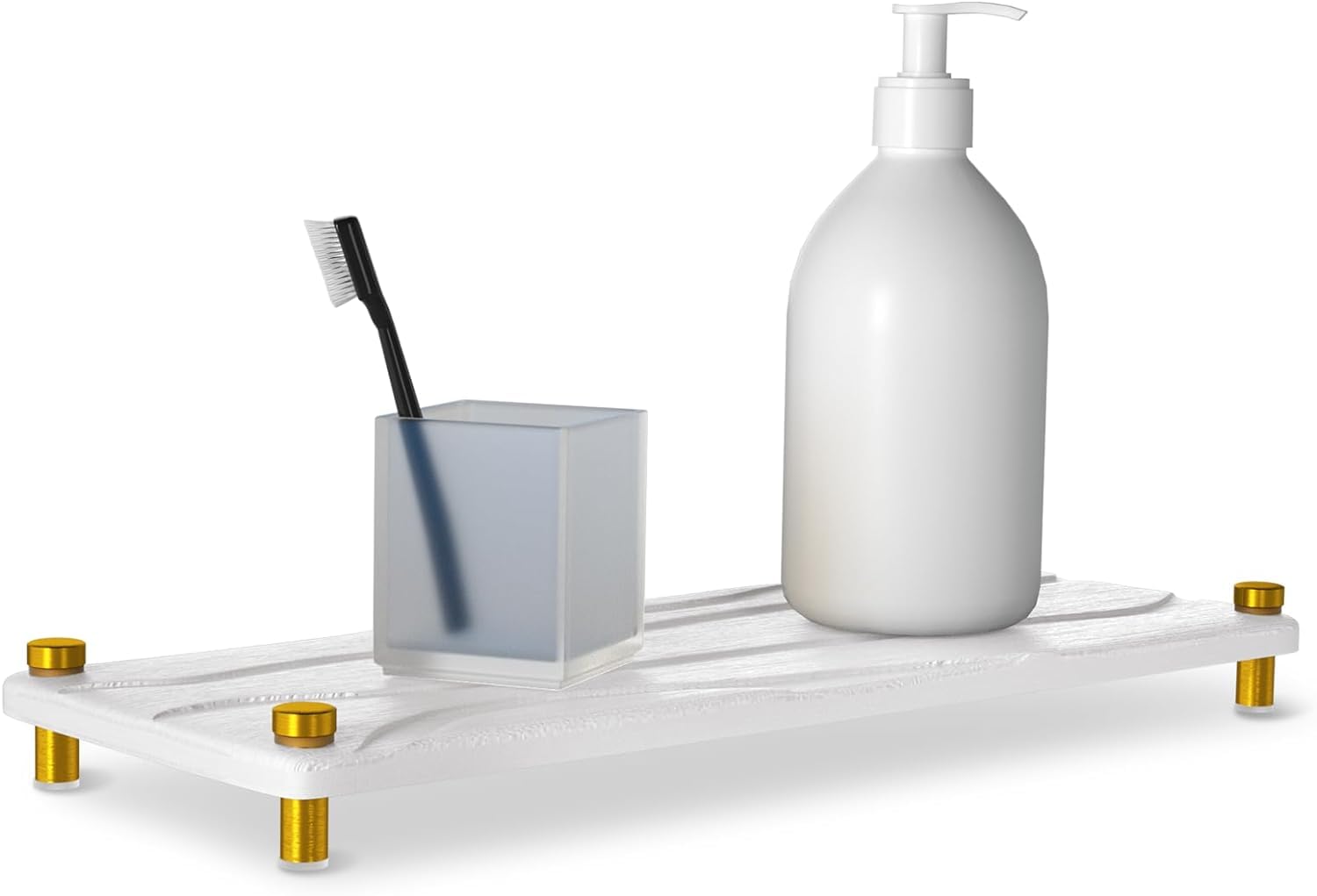 Sink Instant Dry Sink Organizer Gold Tone Riser Sponge Soap Dispenser Holder with Metal Feet Stone Rack Stone Sink Tray