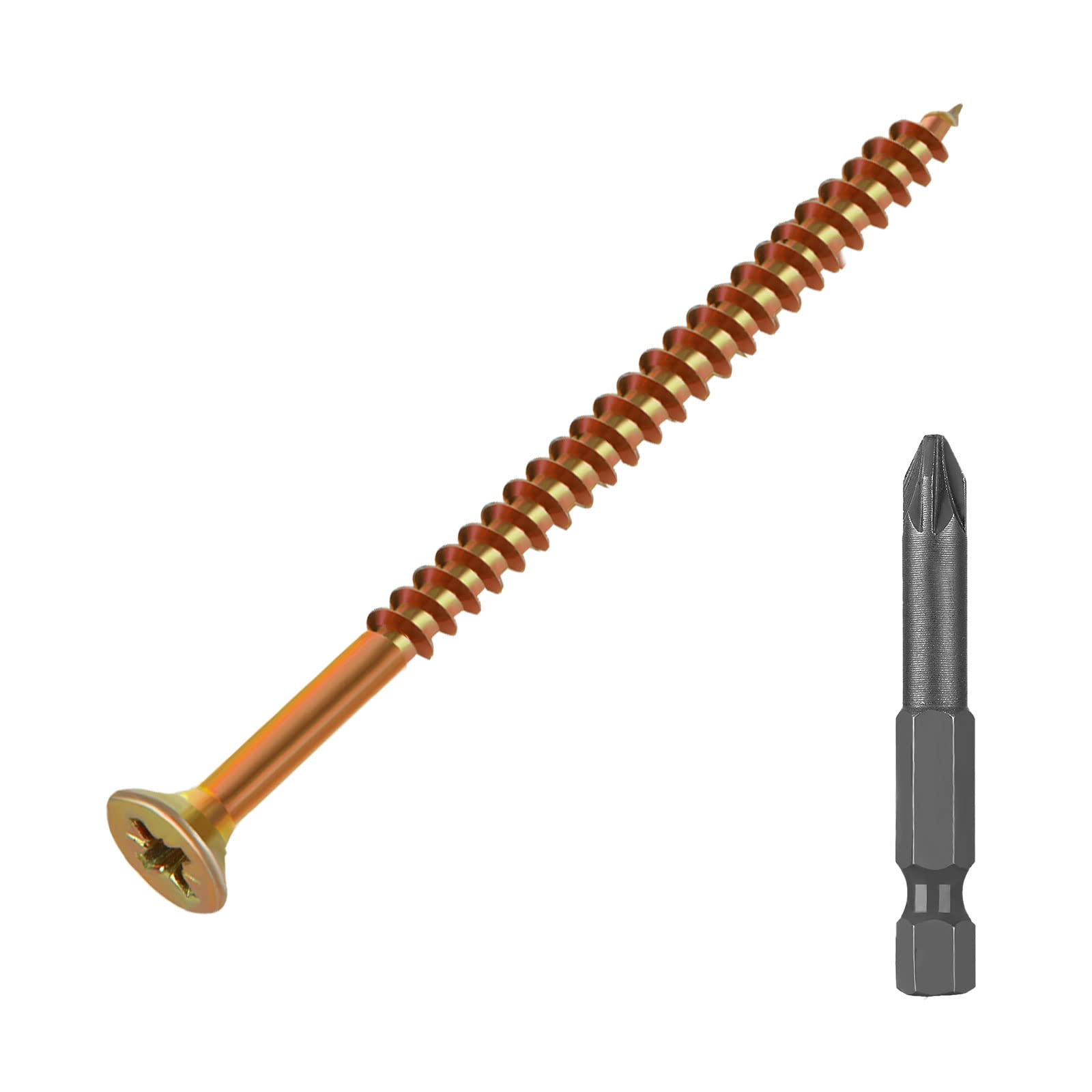 ASelected 200pcs(1KG) wood screws M5 (5mm X 80mm) Gold For Wood Chipboard,Home DIY Constructing Repair — image 1