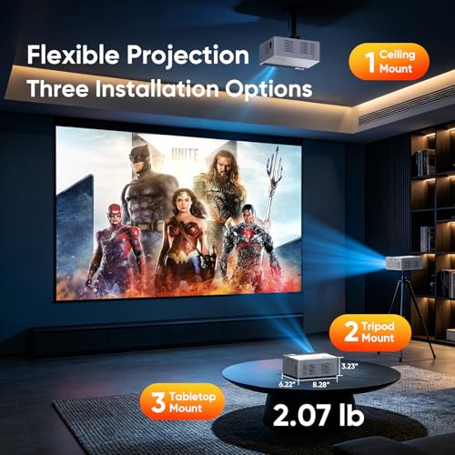 TMY Smart Projector 4K【Bundled with Google TV Stick】Mini Projectors Compatible with Netflix, Portable Projecteur with Electric Focus & Keystone, Home Projecteur WiFi6 & Bluetooth for Indoor & Outdoor