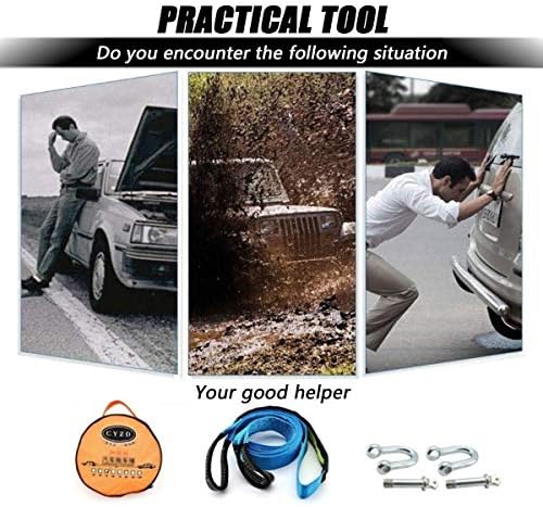 車牽引ロープ 5 M 8トン牽引ストラップ 頑丈な牽引ベルト4x4 車 Suv 農業用車両 船用 2つの安全フックと保管バッグ付き Bzy6b 1 6円 新入荷 流行 登場大人気アイテム 新作製品 世界最高品質人気